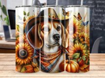 Beagle Dog Tumbler Sublimation Wrap, Autumn Dog Wrap Product Image 3