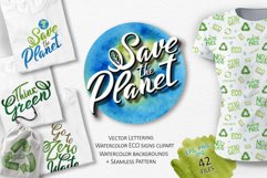 Save the Planet lettering logo, reuse recycled icons signs Product Image 1