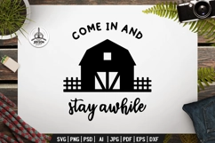 Farmhouse SVG Sign Design - Come in and Stay Awhile DXF PNG Product Image 2