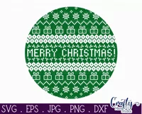 Merry Christmas Single Color Ugly Christmas Sweater Round Product Image 2