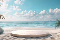 Stone Podium in a Beach Background Wallpaper Product Image 1