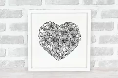 Heart SVG | Zentangle Heart SVG | Flower SVG | Love SVG Product Image 3