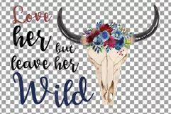 Watercolor Floral Bull Skull clipart, Indian Tribal vector Product Image 2