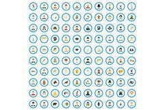 100 avatar mastery icons set, flat style Product Image 1