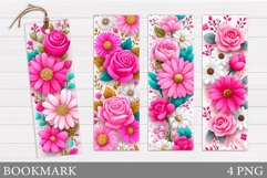 Flowers Bookmark Sublimation. Floral Bookmark Design Product Image 1