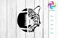 American Football Ball with Tiger Face SVG Cut File Product Image 1