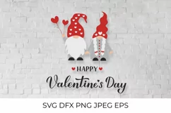 Happy Valentines Day SVG. Cute gnomes SVG. Funny Valentine Product Image 1