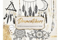 Dreamcatchers Clip Art - Boho Design Elements - PNG Product Image 1