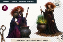 Gothic Witch Mystic Alchemy Clipart, Autumn Apothecary PNG Product Image 1