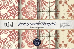 Rustic Retro Floral Block Print | Geometric Floral Pattern Product Image 1