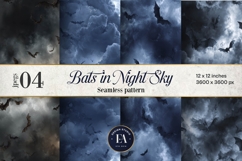 Bats Night Sky Pattern, Dark Gothic Bat Seamless Paper Product Image 1