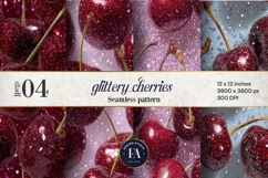 Glitter Coquette Cherry Pattern | Sparkly Glam Texture Paper Product Image 1