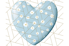 Pastel Puffy Patterned Hearts Clipart PNG, 3D Look Heart Png Product Image 2
