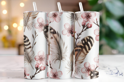 Feathers &amp; Flowers Tumbler Wrap | Sublimation | Tumblers Product Image 1