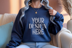 Gildan 18000 Navy Crewneck Sweatshirt Mockups,G180 Product Image 1
