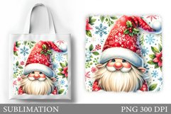 Christmas Gnome Tote Bag. Christmas Tote Bag Sublimation Product Image 1