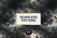 Bats Night Sky Pattern, Dark Gothic Bat Seamless Paper Product Image 3