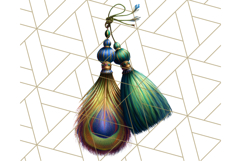 Peacock Christmas Clipart in Jewel Tones, Christmas Png Product Image 2