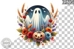 Halloween Ghost And Flowers Sublimation - Halloween Clipart Product Image 1