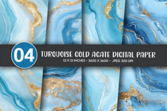 Turquoise Gold Agate Digital Paper Product Image 1