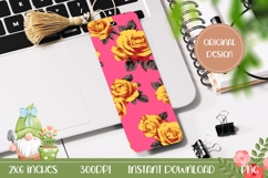 Cartoon Roses Bookmark Design, Pink Bookmark Printable Product Image 1