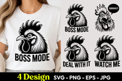 Boss Mode Rooster Design SVG PNG Product Image 1