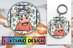 Sweet Circle Car Coaster PNG, Cute Cow Product Image 1