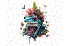 Floral Punk Frogs PNG - Neon Reble Grunge Amphibians Clipart Product Image 2