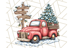 Vintage Christmas Truck Clipart PNG, Retro Holiday Vehicle Product Image 2