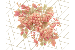 Fall Foliage Clipart PNG, Pink and Green Leaves Product Image 2