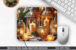 Candlelit Mouse Pad Sublimation, Christmas Mouse Pad PNG Product Image 1