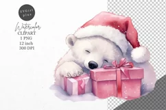 Christmas clipart, Polar bear clipart, Winter sublimation Product Image 1