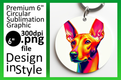 Vibrant Keychain Round Design PNG , Dog Product Image 1
