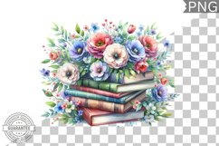 Books Flowers Sublimation- Clipart PNG Design Product Image 1