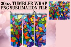 Vibrant 20oz Stained Glass Tree Tumbler Wrap Design Product Image 1
