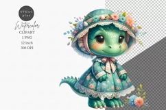 Whimsical girl dragon clipart, Dragon sublimation Product Image 1