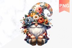 Floral Gnome Sublimation - Gnome Clipart Design Product Image 1