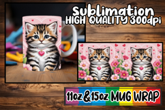 Cheerful thoughts 11oz 15oz sublimation wrap, Valentines Cat Product Image 1