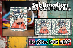Cheerful journeys 11oz 15oz sublimation wrap, Cute Cow Product Image 1