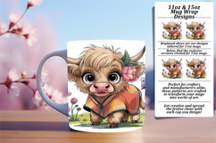 Chic 11oz Mug Wrap Png Template , Cute Cow Product Image 1