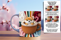 Dazzling 15oz Mug Wrap Png Artwork , Holiday Pets Product Image 1