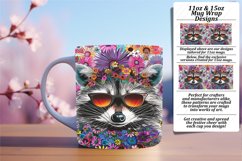 Mug Wrap Sublimation: Cheerful Raccoon &amp; Flowers Product Image 1
