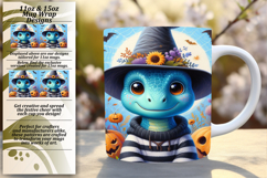 Trendy 11oz Mug Wrap Png Template , Halloween Dino Product Image 1