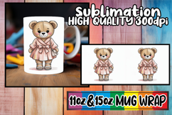 Everyday joy sublimation 11oz 15oz mug wrap, Teddy Bear Product Image 1