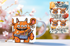 Trendy 11oz Mug Wrap Png Template , Monster Product Image 1