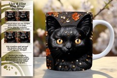 Vibrant 3D Cat Design: Glossy Mug Wrap Delights Product Image 1