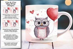 Heartwarming Owl: Watercolor Valentine&#039;s Mug Wrap Product Image 1
