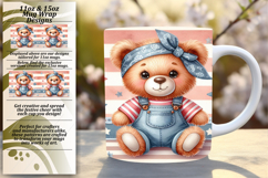Glamorous 15oz Mug Wrap Png Design , Teddy Bear Product Image 1