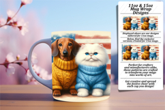 Serene 15oz Mug Wrap Png Design , Dog and cat Product Image 1