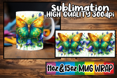 Playful joy 11oz 15oz mug wrap, Butterfly Product Image 1